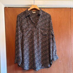 Pleione – L/S 3/4 Button Down Pullover Blouse – XL – Black/Red/Yellow/Green